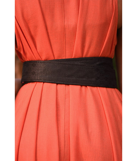 Black Silk & Cotton Loom Woven Double Wrap Belt handmade in Egypt and available at Jozee Boutique