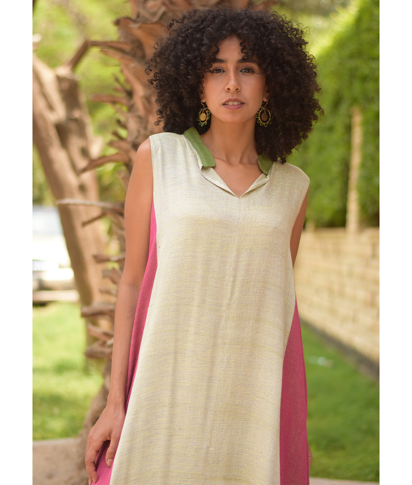 Multicolored Handwoven Ruffle Dress handmade in Egypt & available at Jozee Boutique.