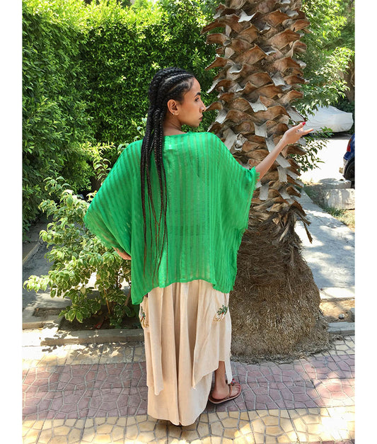 Apple Green Handwoven Viscose Light Cardigan Handmade in Egypt & available in Jozee boutique