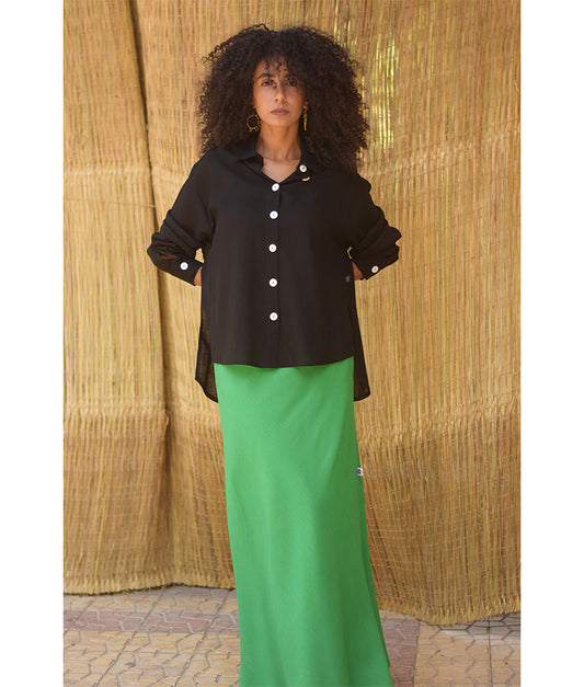 Black Linen Oversized Shirt