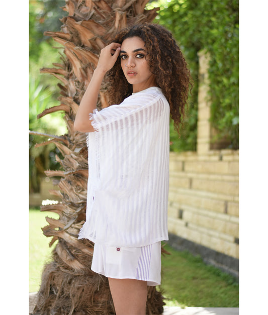 White Handwoven Viscose Light Cardigan Handmade in Egypt & available in Jozee boutique