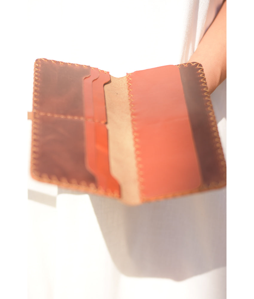 Brown Leather Wallet handmade in Egypt and available at Jozee Boutique.