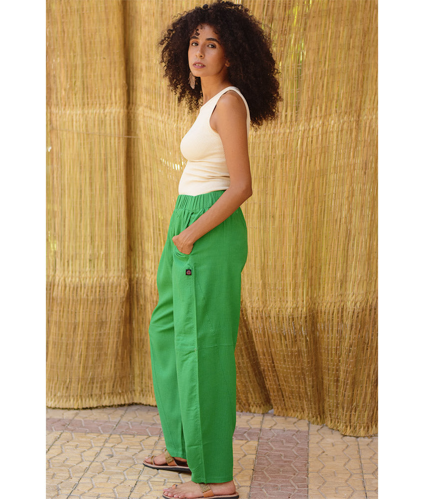 Green Wide Leg Linen Pants