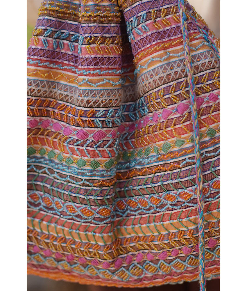 Multicolored Embroidered Saint Catherine Hand Bag handmade in Egypt & available in Jozee boutique