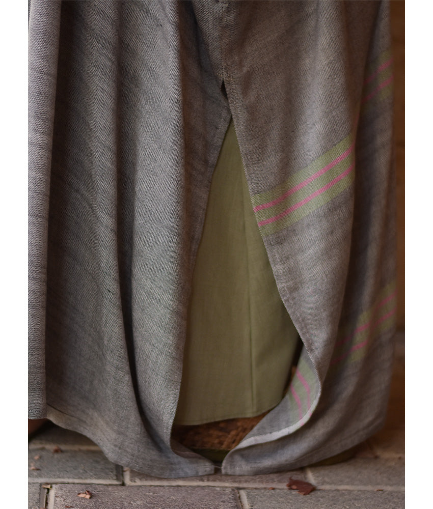 Grey Viscose Cardigan with Hoodie handmade in Egypt & available at Jozee Boutique.