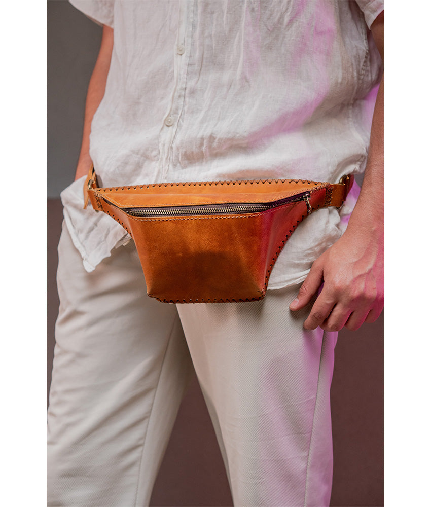Camel Genuine Leather backpack handmade in Egypt and available at Jozee Boutique.