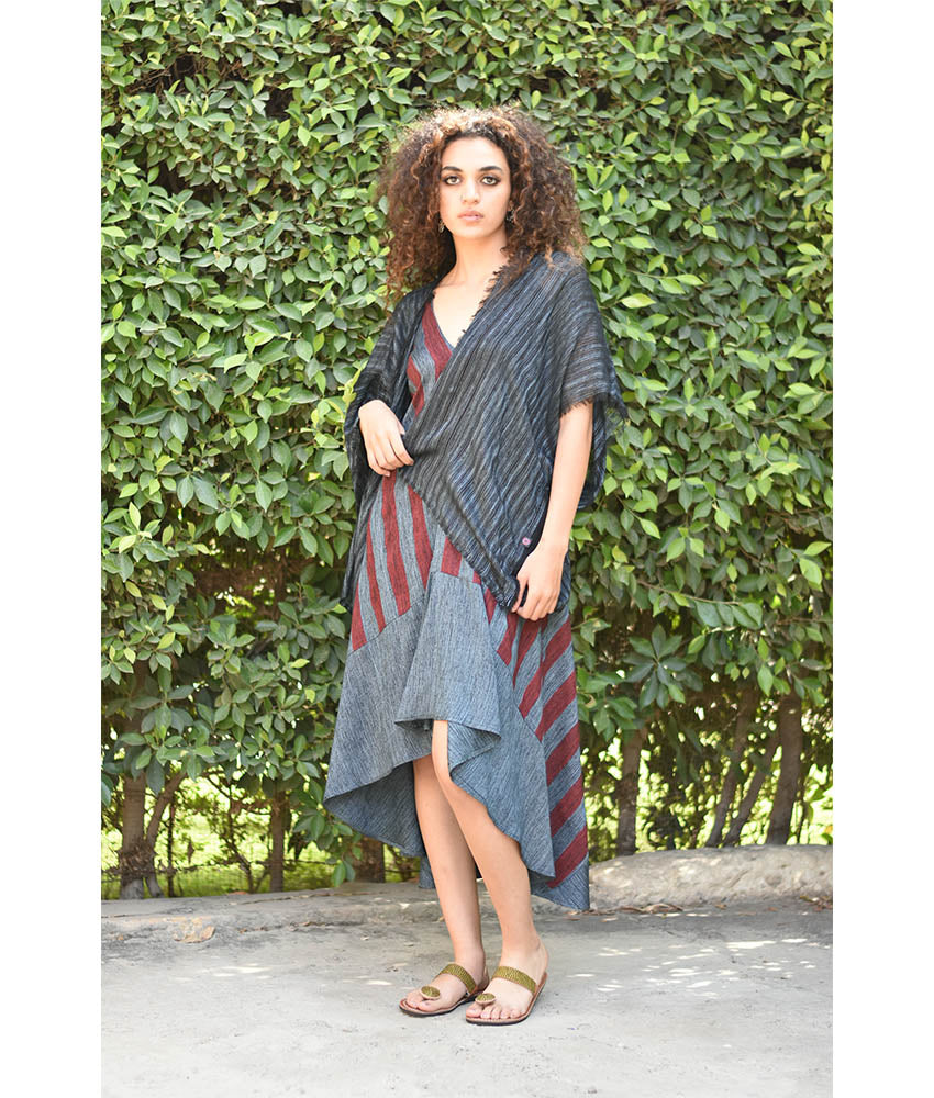Black & Silver Handwoven Viscose Light Cardigan Handmade in Egypt & available in Jozee boutique