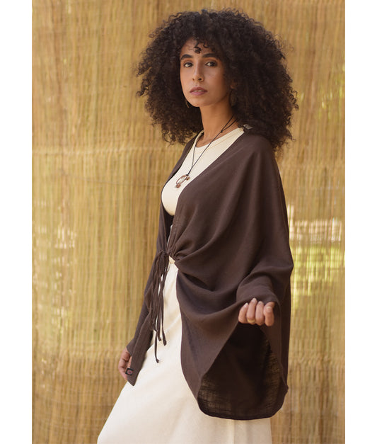 Dark Brown Linen Bolero