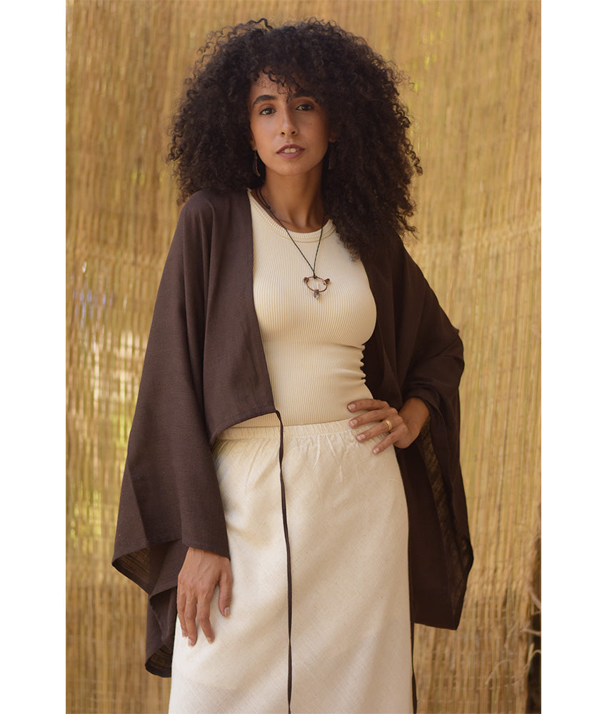 Dark Brown Linen Bolero