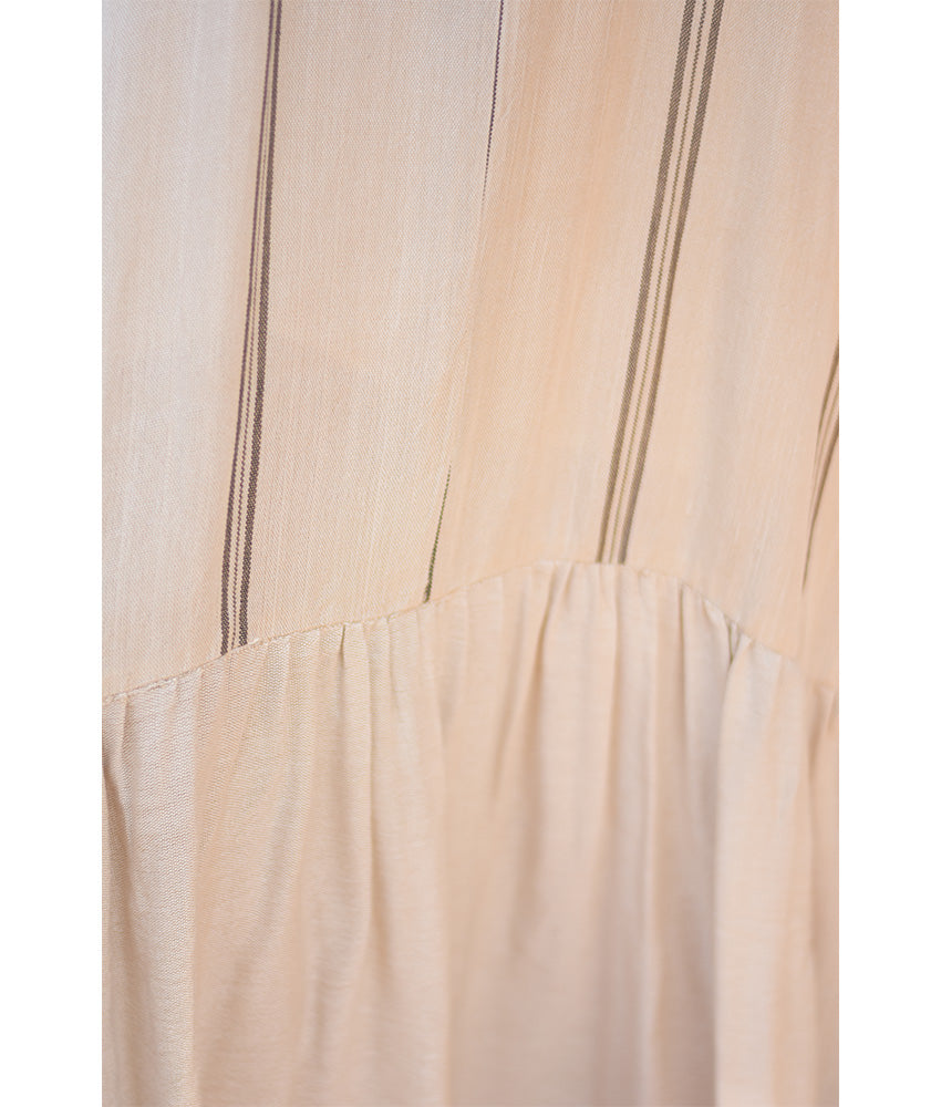 Off White Handwoven Ruffle Dress Handmade in Egypt & available at Jozee Boutique