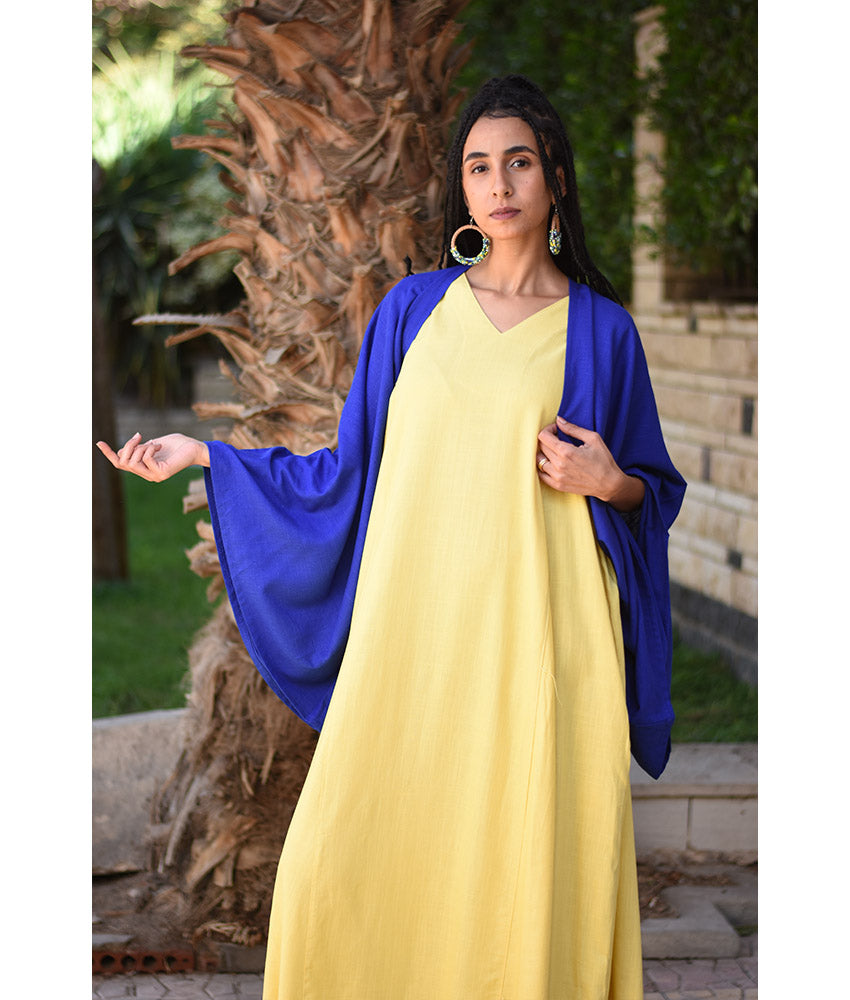 Electric Blue Linen Bolero made in Egypt & available at Jozee Boutique.