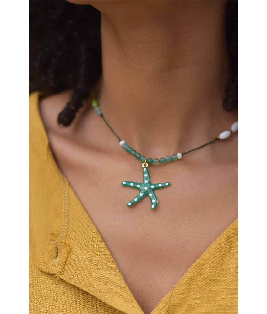 Turquoise Beaded Necklace handmade in Egypt & available at Jozee Boutique.