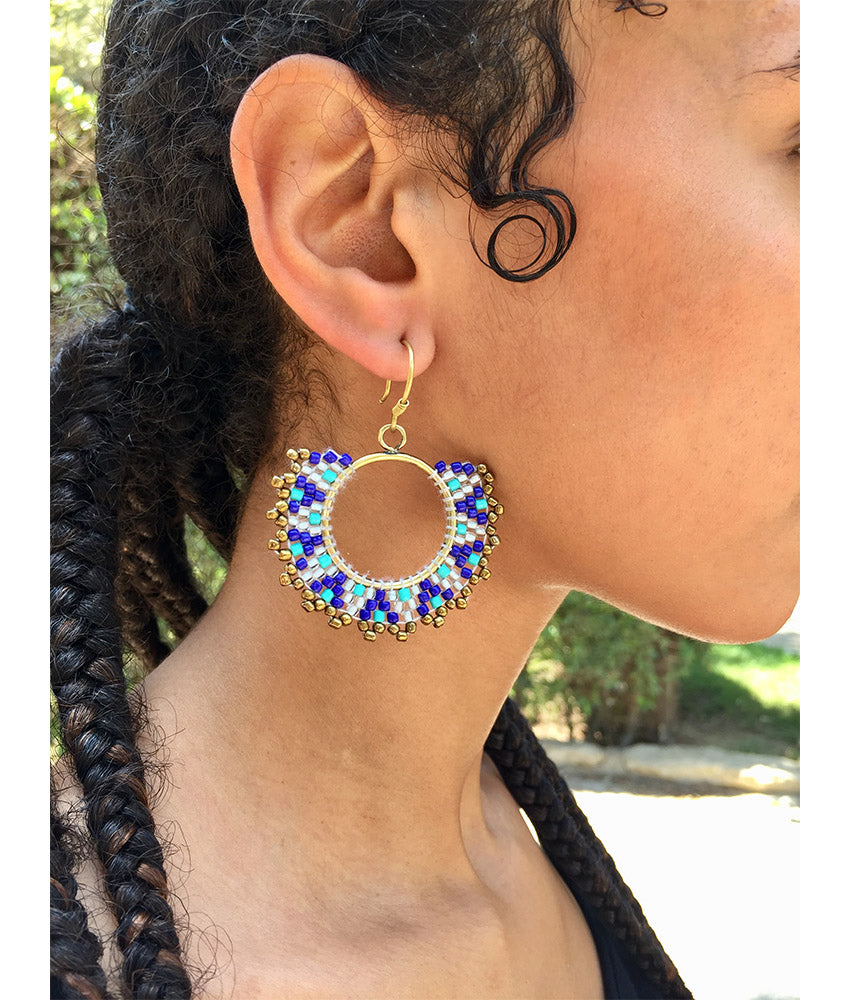 Multicolored Beaded Copper Earrings handmade in Egypt & available in Jozee Boutique