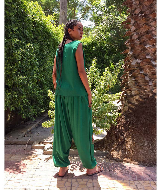 Green Linen Top handmade in Egypt & available in Jozee boutique