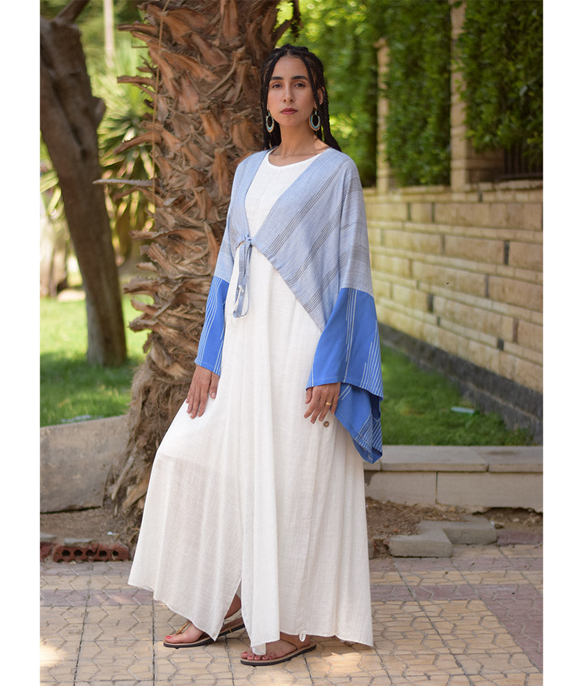 Shades of Blue Viscose Bolero handmade in Egypt & available at Jozee Boutique.