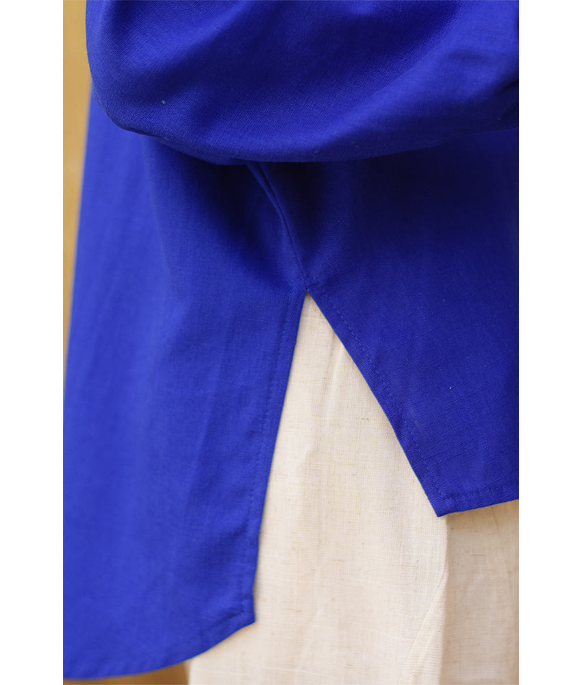Electric Blue Linen Oversized Shirt
