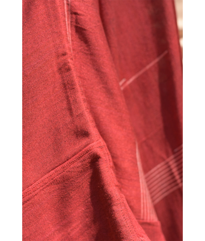 Red handwoven Egyptian cotton cardigan handmade in Egypt & available at Jozee Boutique.
