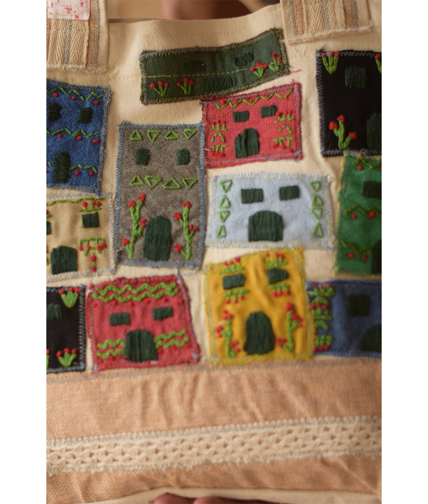 Off White Embroidered Tote Bag handmade in Egypt & available in Jozee boutique