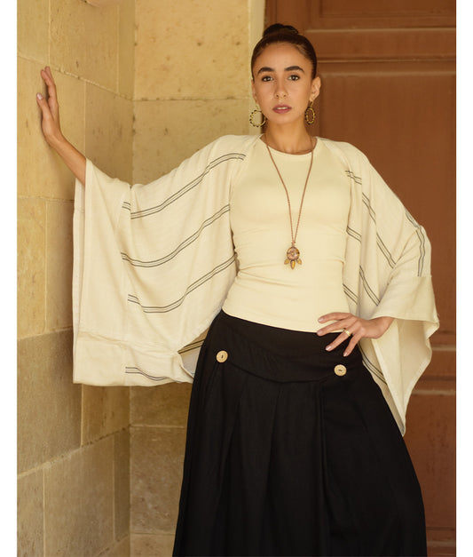 Off White Viscose Bolero handmade in Egypt & available at Jozee Boutique.