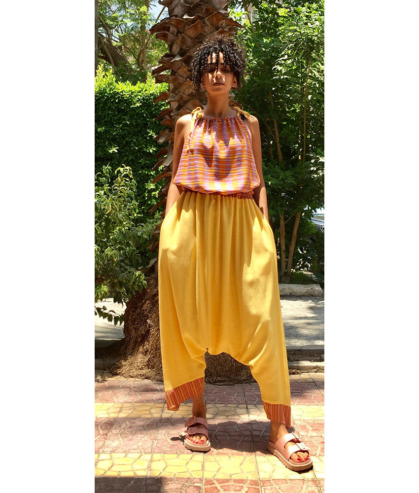 Multicolored Adjustable Viscose Jumpsuit handmade in Egypt & available in Jozee boutique