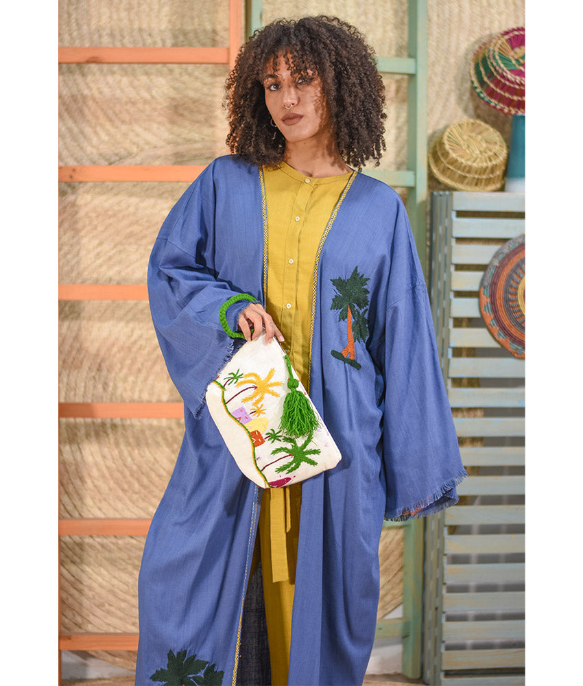 Off White Embroidered Clutch handmade in Egypt & available at Jozee Boutique.