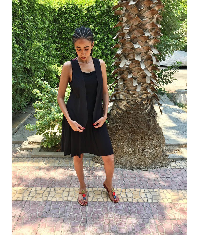 Black Embroidered Vest Hand Beaded Evening Vest handmade in Egypt & available at Jozee boutique