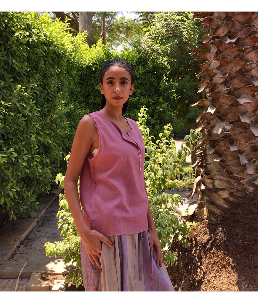 Dark Rose Linen Top handmade in Egypt & available in Jozee boutique
