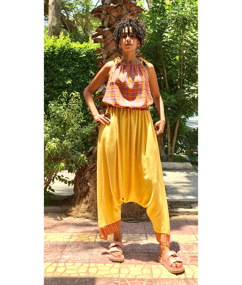 Multicolored Adjustable Viscose Jumpsuit handmade in Egypt & available in Jozee boutique