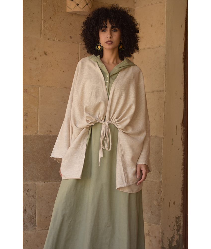 Off White Linen Bolero made in Egypt & available at Jozee Boutique.