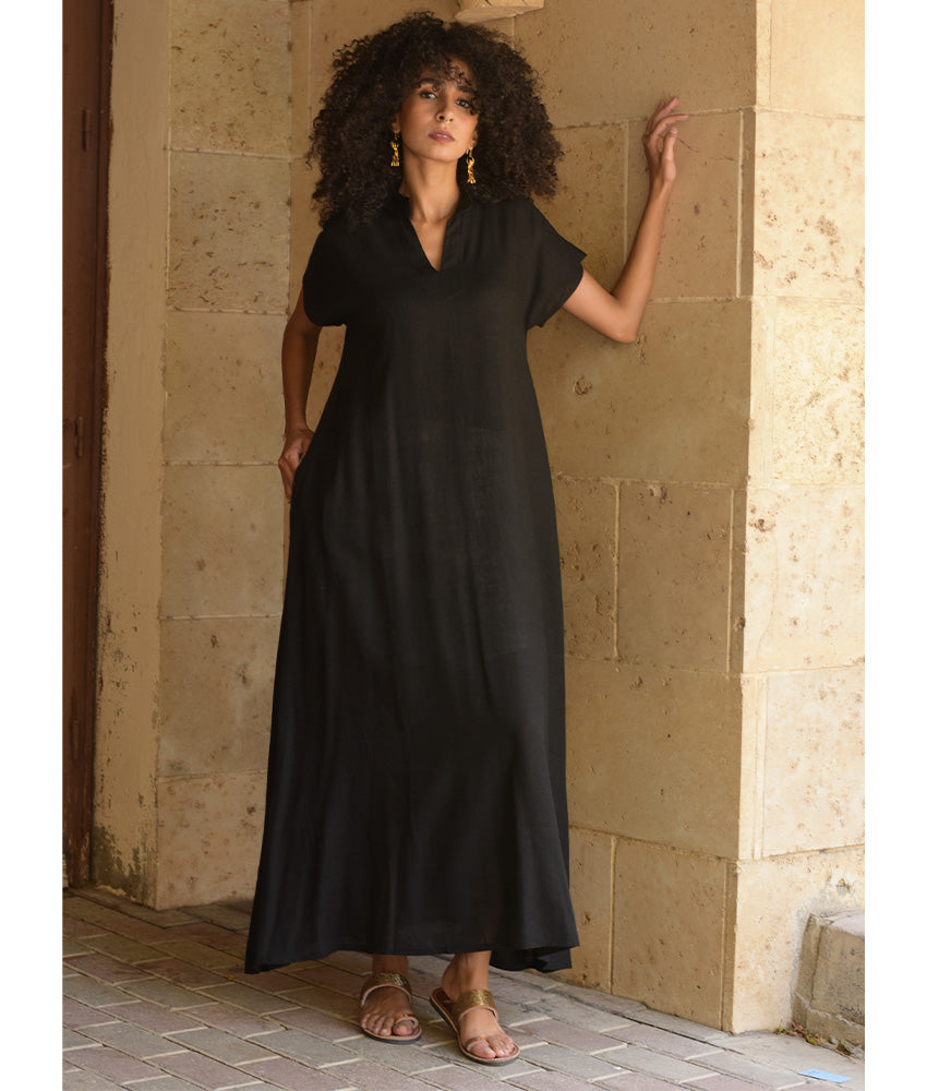 Black Linen Adjustable Dress