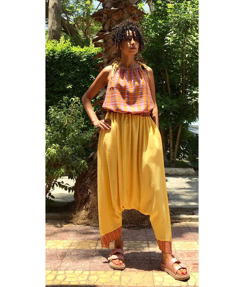 Multicolored Adjustable Viscose Jumpsuit handmade in Egypt & available in Jozee boutique