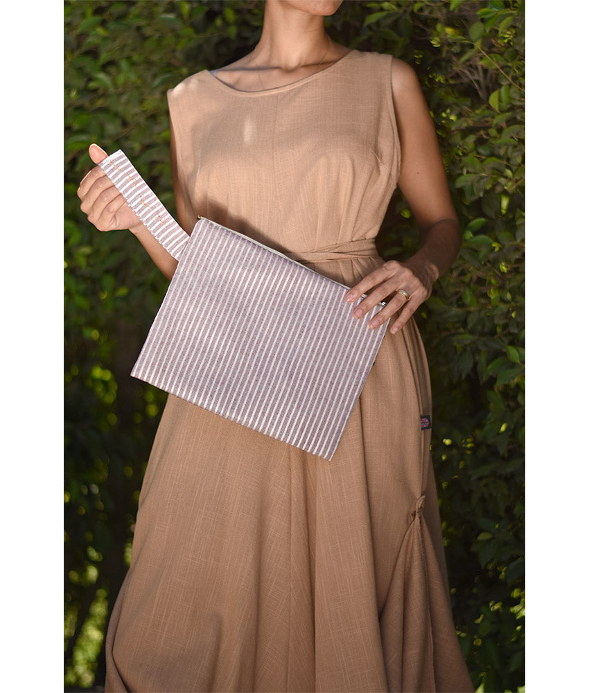 Off white & Beige Embroidered Clutch handmade in Egypt & available at Jozee Boutique.