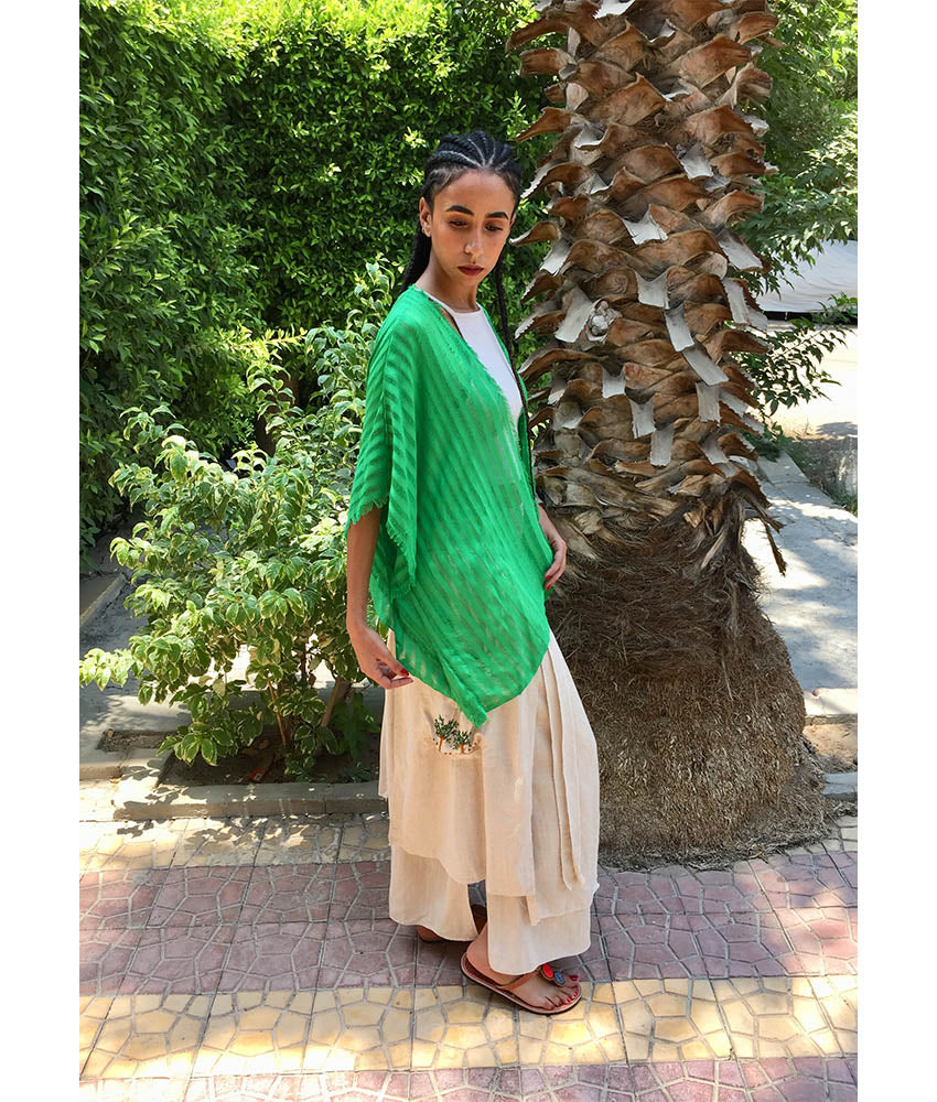 Apple Green Handwoven Viscose Light Cardigan Handmade in Egypt & available in Jozee boutique