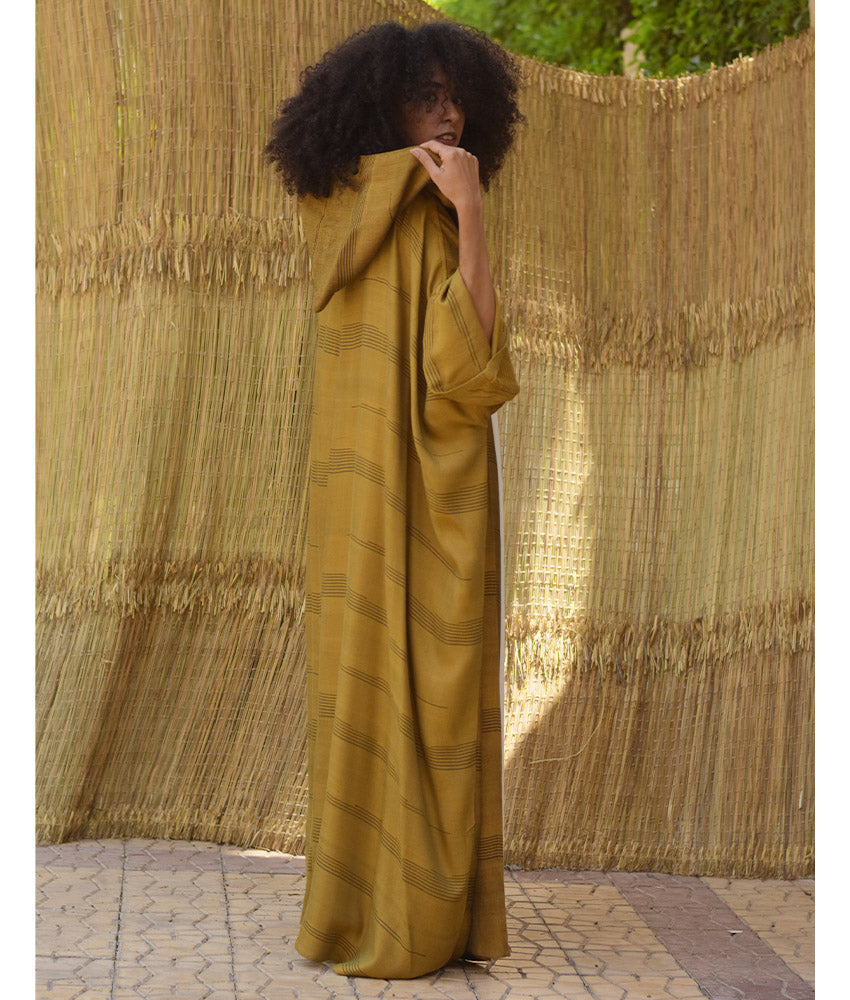 Dark Mustard Viscose Cardigan with Hoodie