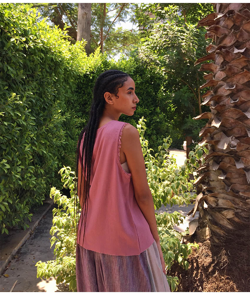 Dark Rose Linen Top handmade in Egypt & available in Jozee boutique