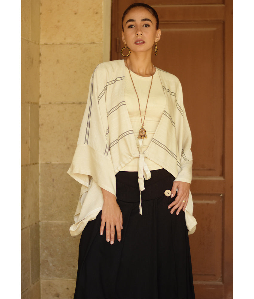 Off White Viscose Bolero handmade in Egypt & available at Jozee Boutique.