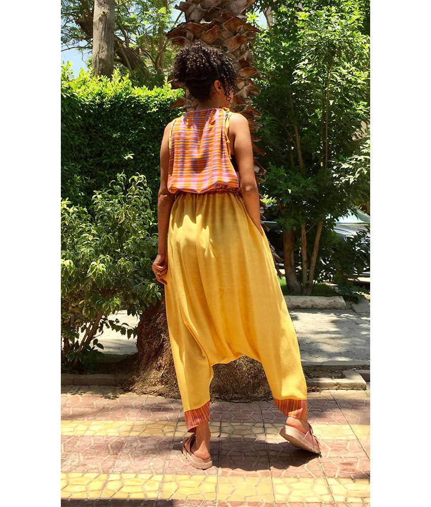 Multicolored Adjustable Viscose Jumpsuit handmade in Egypt & available in Jozee boutique