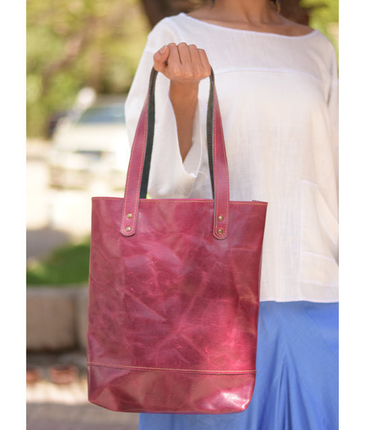 Light Burgundy Genuine Leather hand bag handmade in Egypt and available at Jozee Boutique.