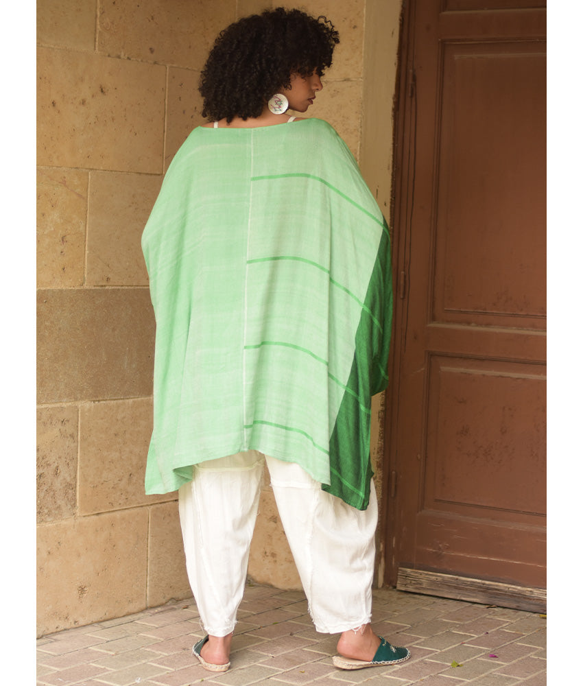 Shades of Green Viscose Midi Dress with Inspired Pattern handmade in Egypt & available at Jozee Boutique.