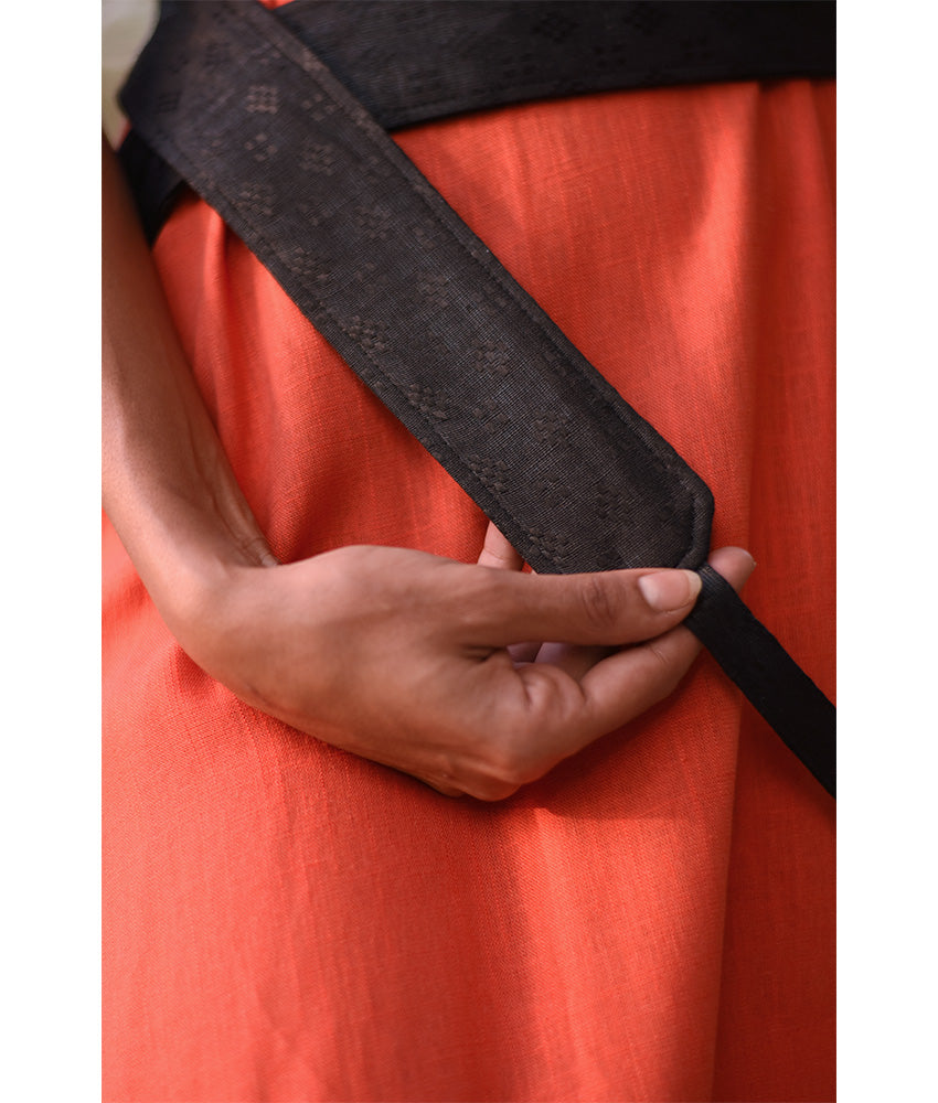 Black Silk & Cotton Loom Woven Double Wrap Belt handmade in Egypt and available at Jozee Boutique