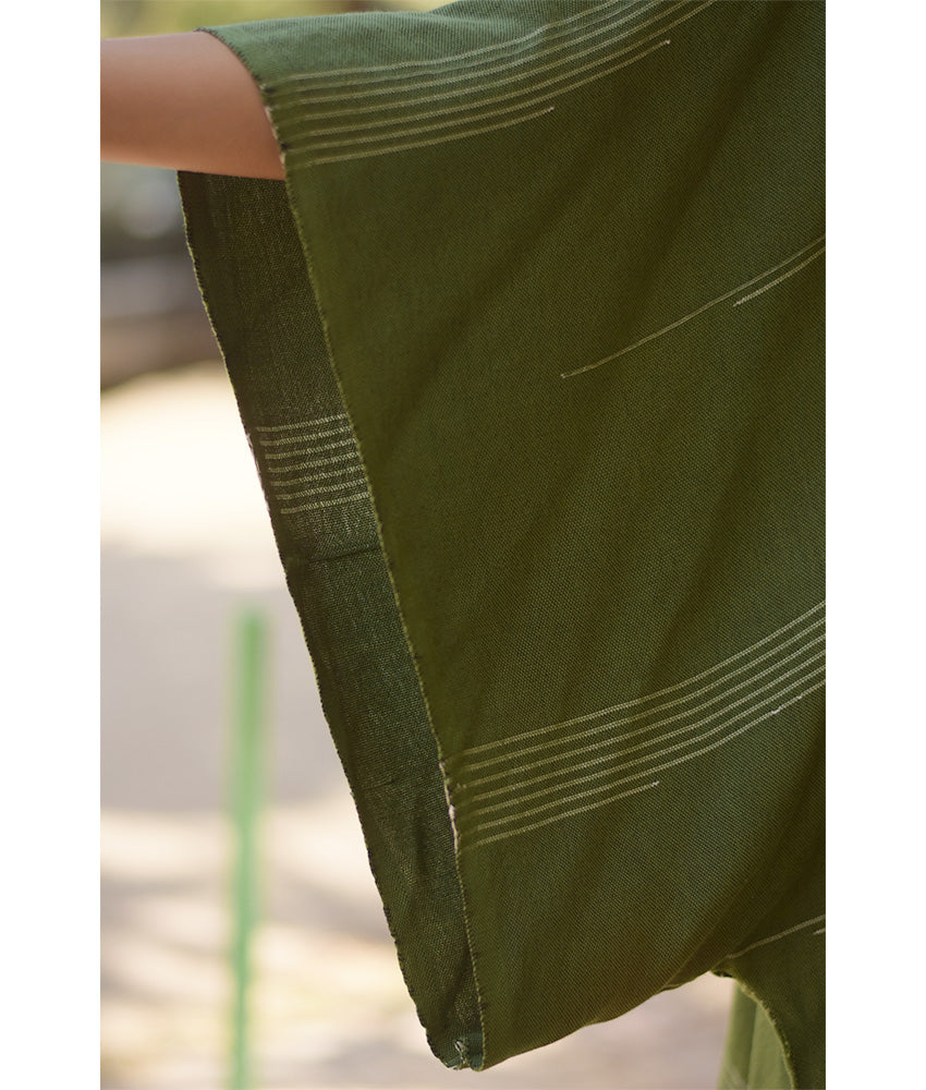 Olive green Viscose Oversized Top with Flowing Silhouette handmade in Egypt & available at Jozee Boutique.