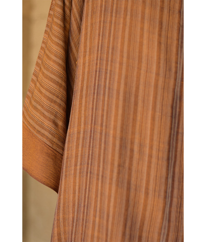 Caramel Brown Viscose Midi Dress with Inspired Pattern handmade in Egypt & available at Jozee Boutique.