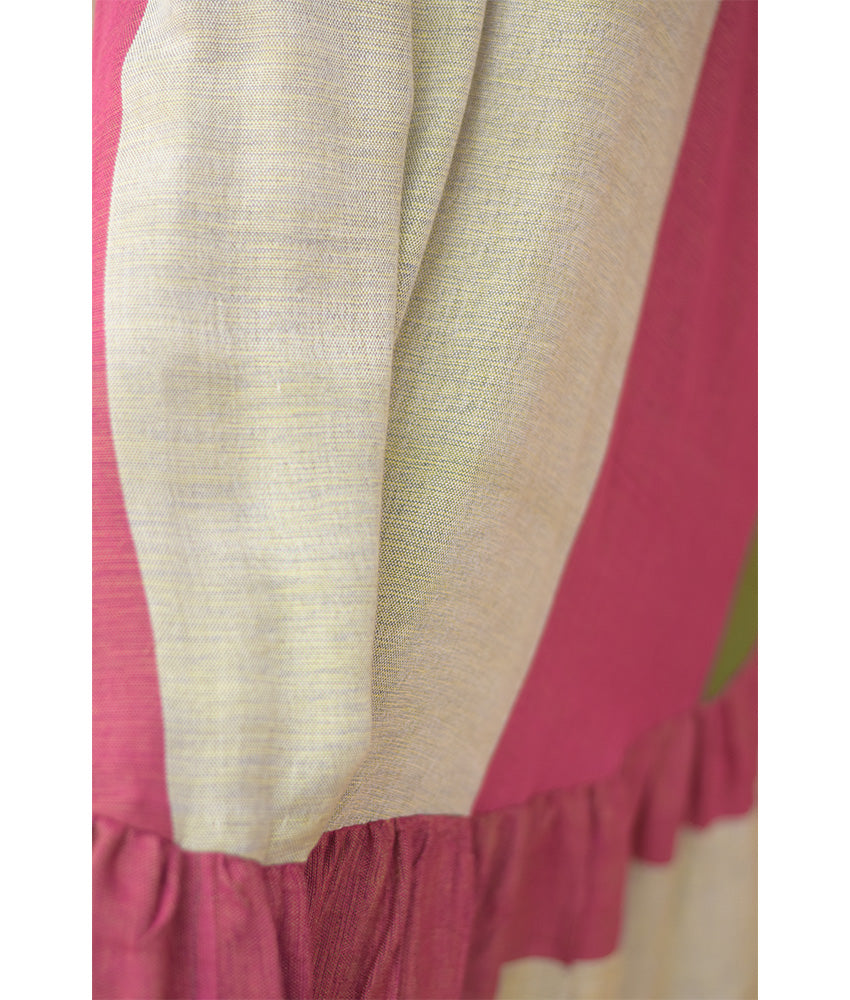 Multicolored Handwoven Ruffle Dress handmade in Egypt & available at Jozee Boutique.