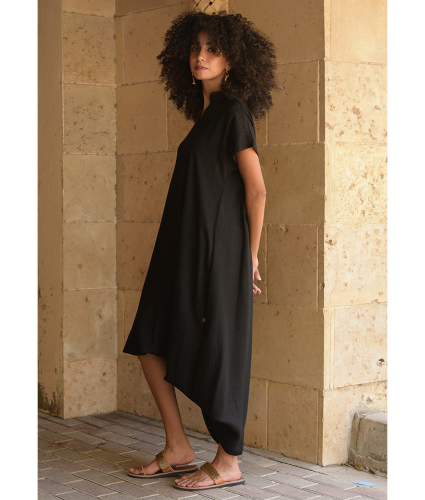 Black Linen Adjustable Dress