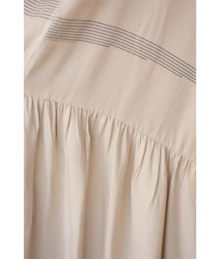 Off White Handwoven Ruffle Dress Handmade in Egypt & available at Jozee Boutique