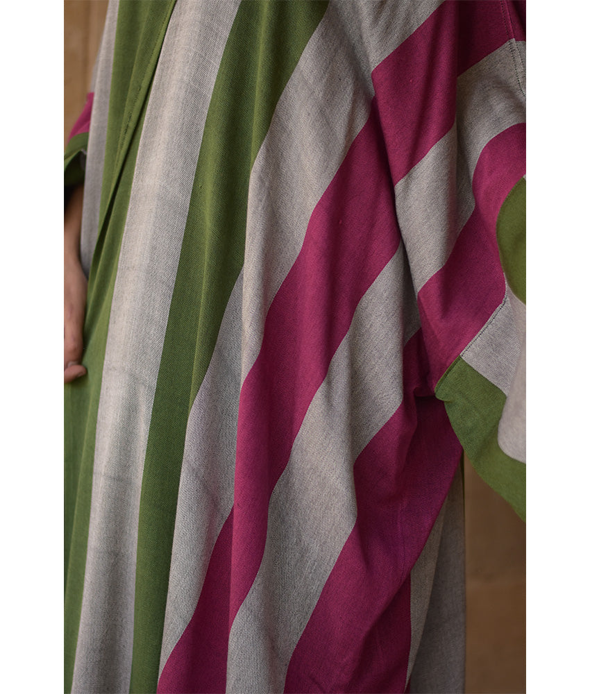 Multicolored Viscose Cardigan with Hoodie handmade in Egypt & available at Jozee Boutique.