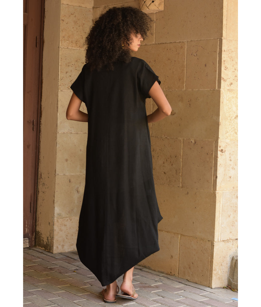 Black Linen Adjustable Dress
