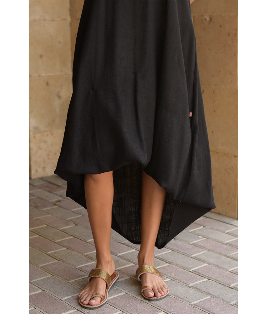 Black Linen Adjustable Dress