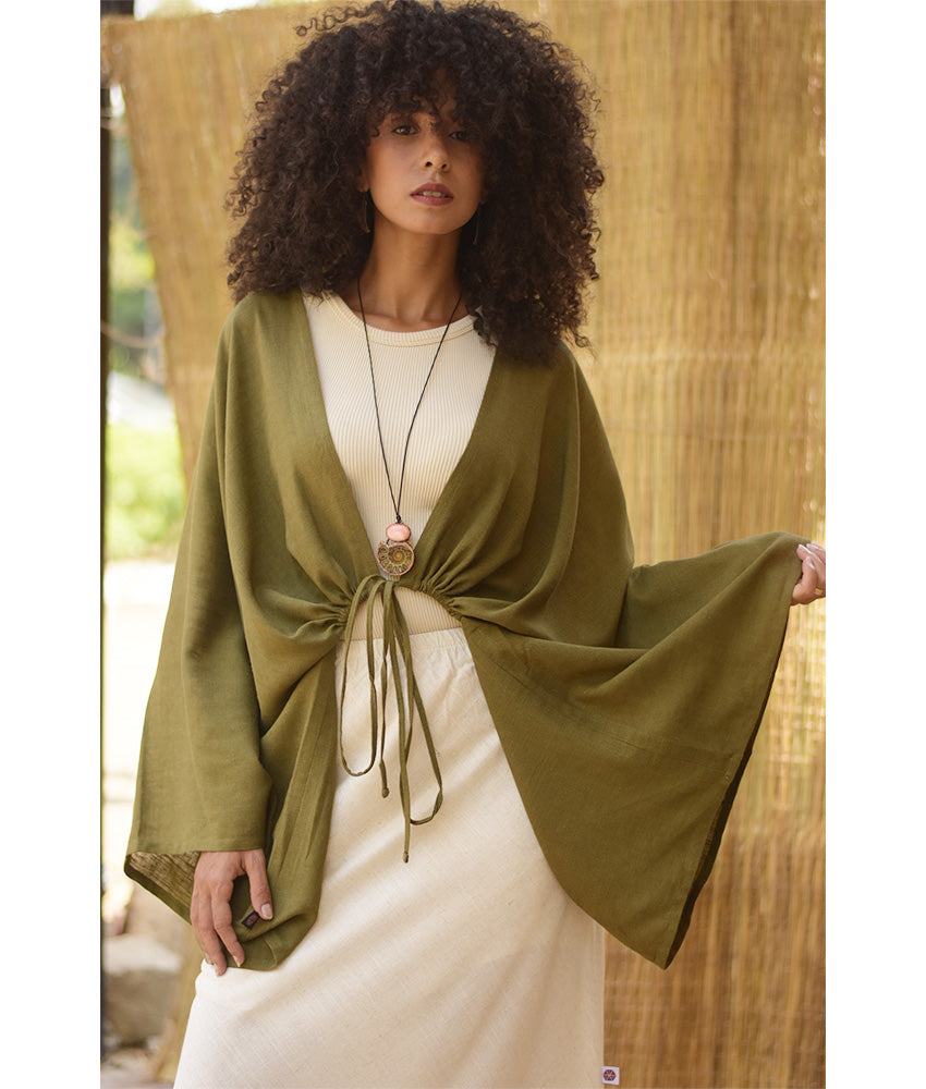 Olive Green Linen Bolero