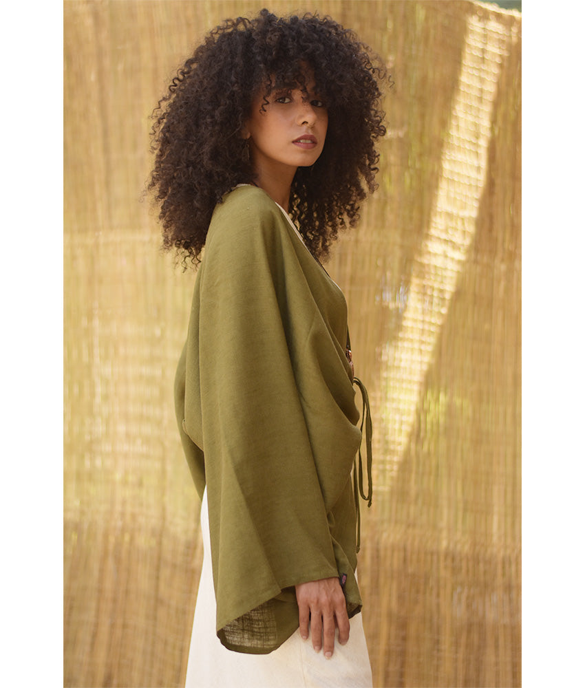 Olive Green Linen Bolero